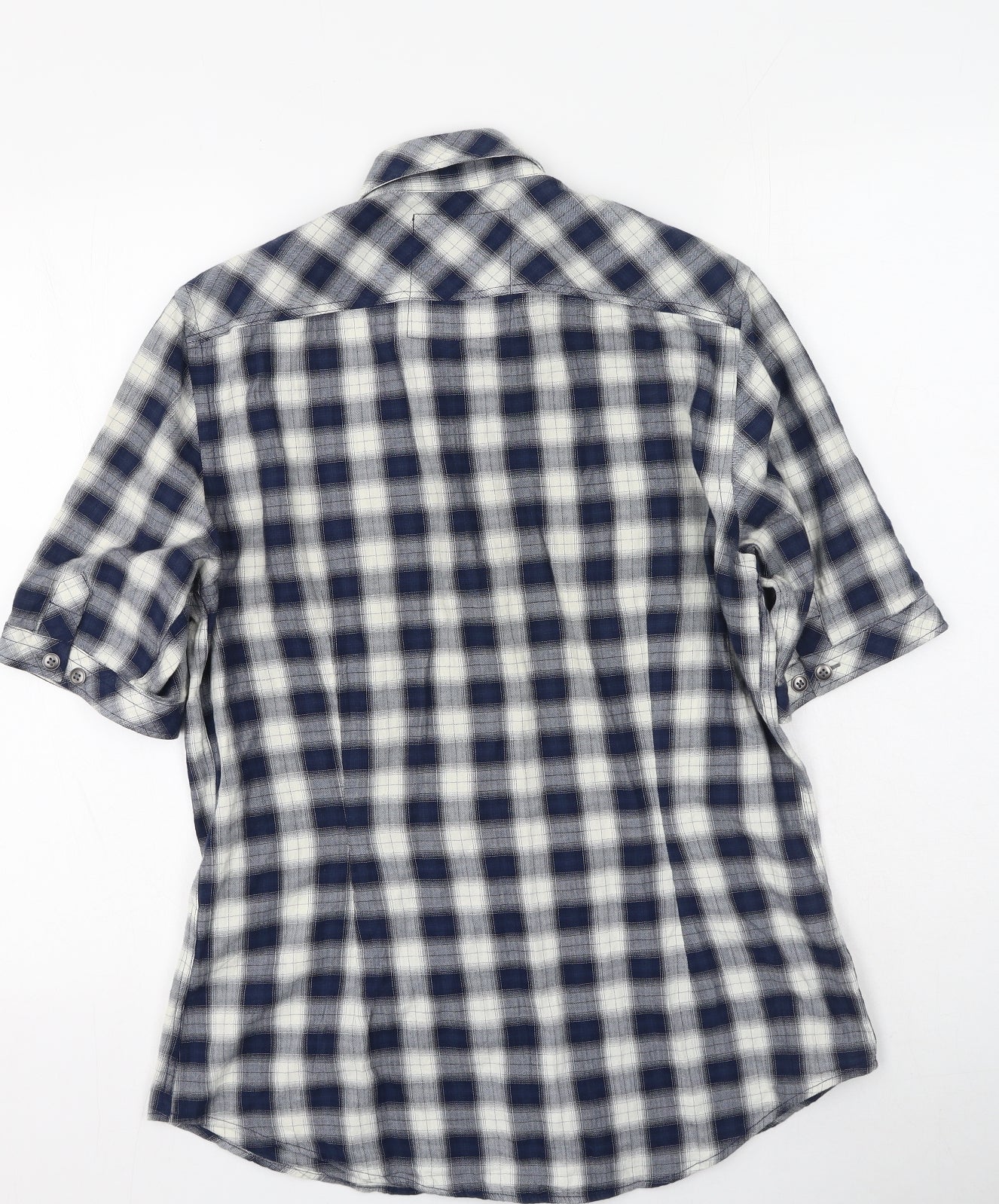 NEXT Mens Blue Plaid Cotton  Button-Up Size S Collared