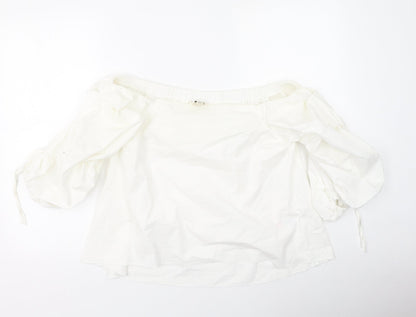 Miss Selfridge Womens Ivory  Cotton Basic Blouse Size 12 Off the Shoulder