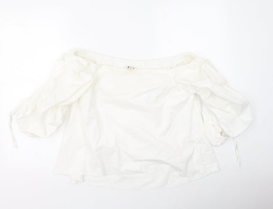 Miss Selfridge Womens Ivory  Cotton Basic Blouse Size 12 Off the Shoulder
