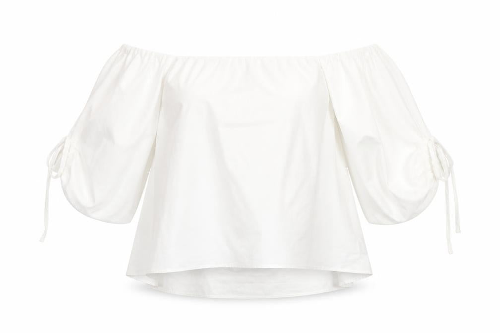 Miss Selfridge Womens Ivory  Cotton Basic Blouse Size 12 Off the Shoulder
