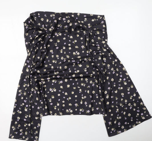 ASOS Womens Black Floral Polyester Basic Blouse Size 6 High Neck