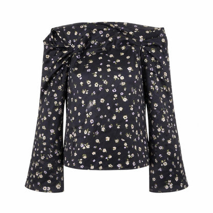 ASOS Womens Black Floral Polyester Basic Blouse Size 6 High Neck