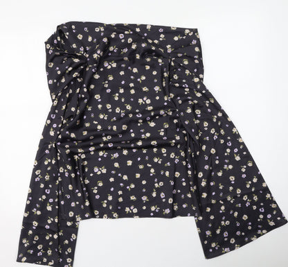 ASOS Womens Black Floral Polyester Basic Blouse Size 6 High Neck