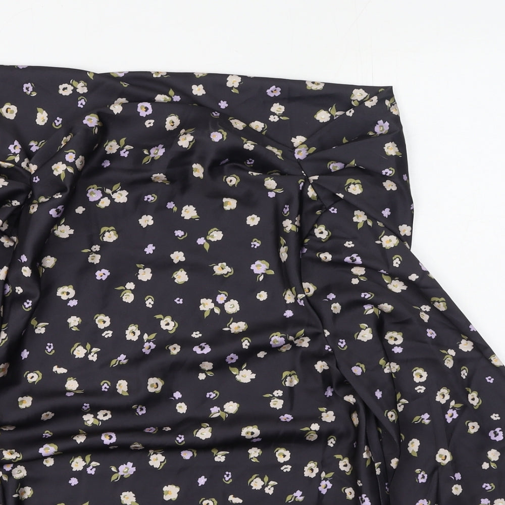 ASOS Womens Black Floral Polyester Basic Blouse Size 6 High Neck