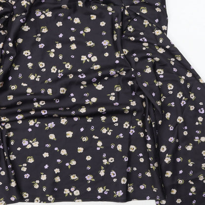 ASOS Womens Black Floral Polyester Basic Blouse Size 6 High Neck