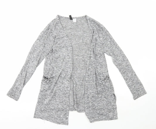 H&M Womens Grey V-Neck  Polyester Cardigan Jumper Size 8