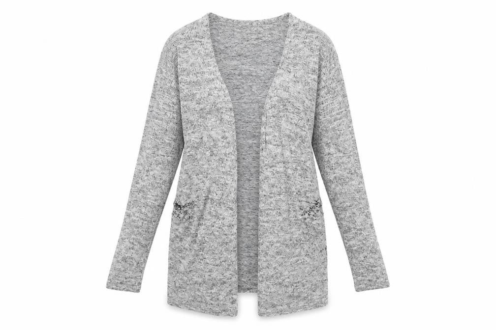 H&M Womens Grey V-Neck  Polyester Cardigan Jumper Size 8