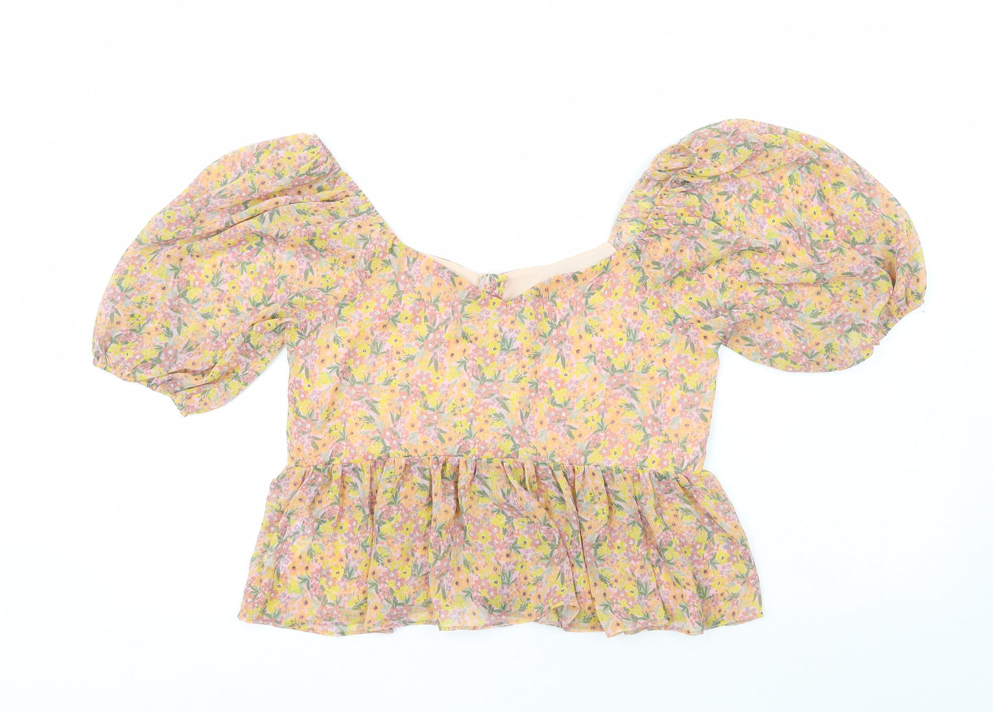 New Look Womens Multicoloured Floral Polyester Basic Blouse Size 14 Off the Shoulder