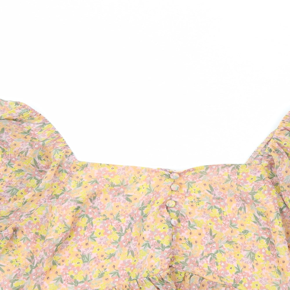 New Look Womens Multicoloured Floral Polyester Basic Blouse Size 14 Off the Shoulder