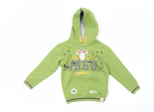 Disney Boys Green  Cotton Pullover Hoodie Size 5-6 Years   - Tiger 1968