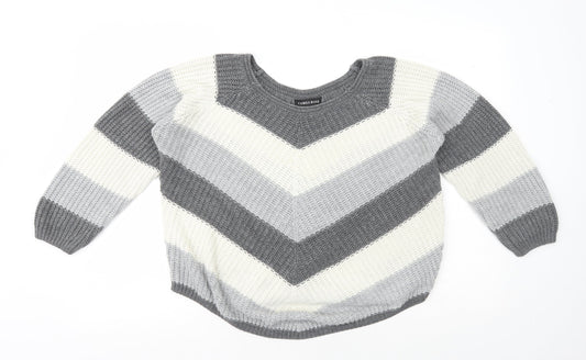 Cameo Rose Womens Multicoloured Scoop Neck Striped Acrylic Pullover Jumper Size S