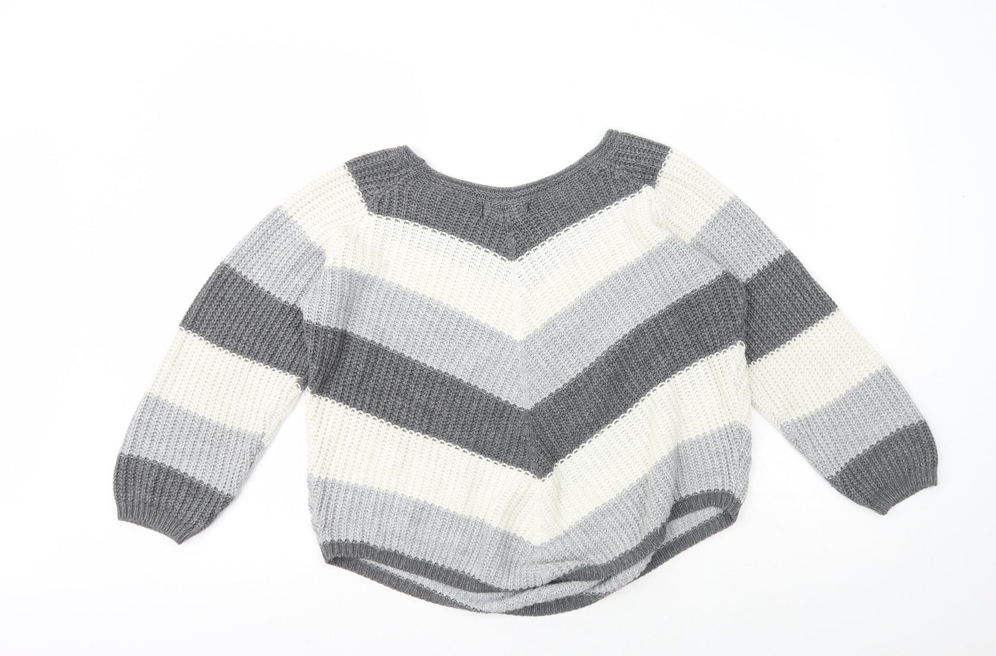Cameo Rose Womens Multicoloured Scoop Neck Striped Acrylic Pullover Jumper Size S