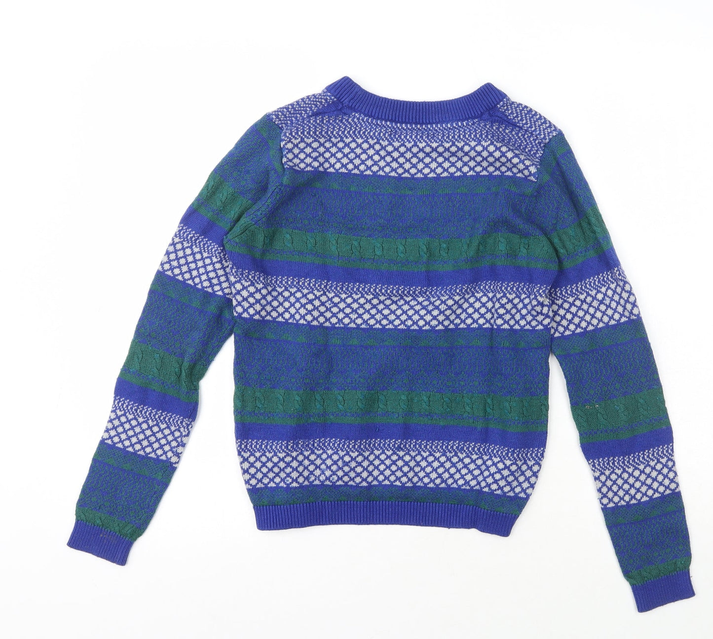 Dickins & Jones  Womens Multicoloured Crew Neck Fair Isle Nylon Pullover Jumper Size M