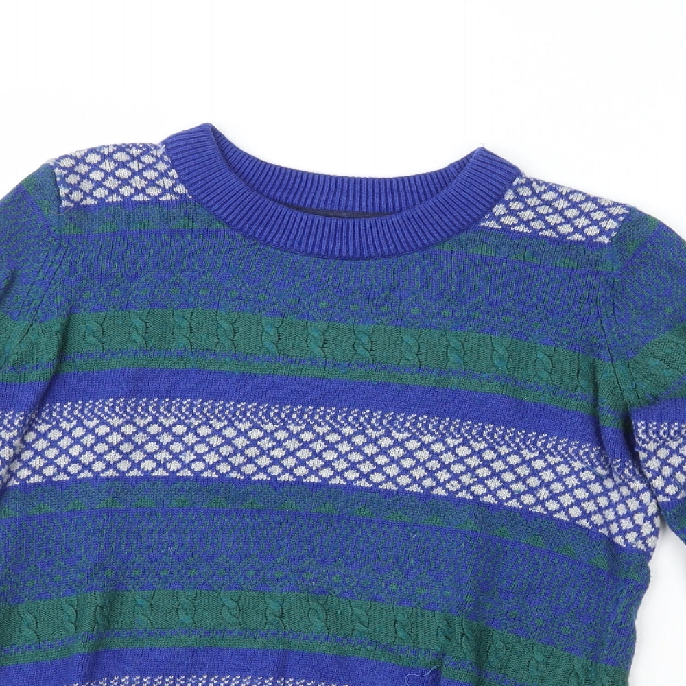 Dickins & Jones  Womens Multicoloured Crew Neck Fair Isle Nylon Pullover Jumper Size M