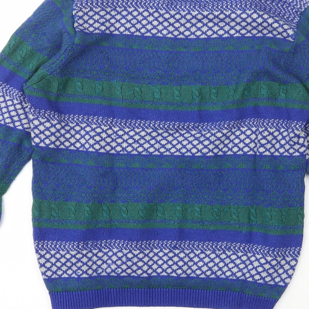 Dickins & Jones  Womens Multicoloured Crew Neck Fair Isle Nylon Pullover Jumper Size M