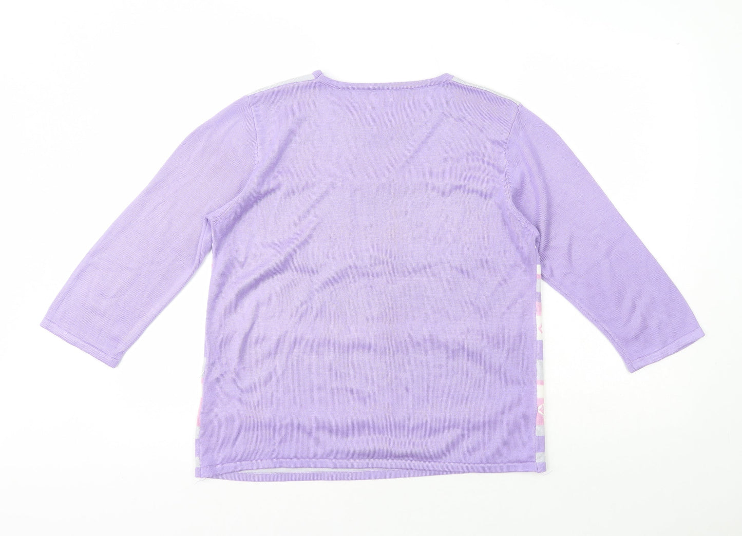 Preworn Womens Multicoloured Crew Neck Striped Acrylic Pullover Jumper Size S