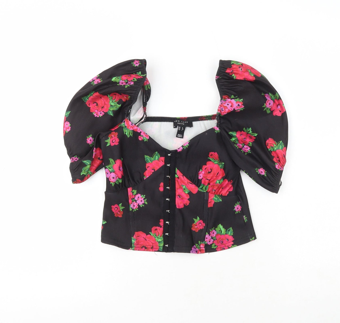 New Look Womens Multicoloured  Polyester Cropped Blouse Size 6 Off the Shoulder - Flowers