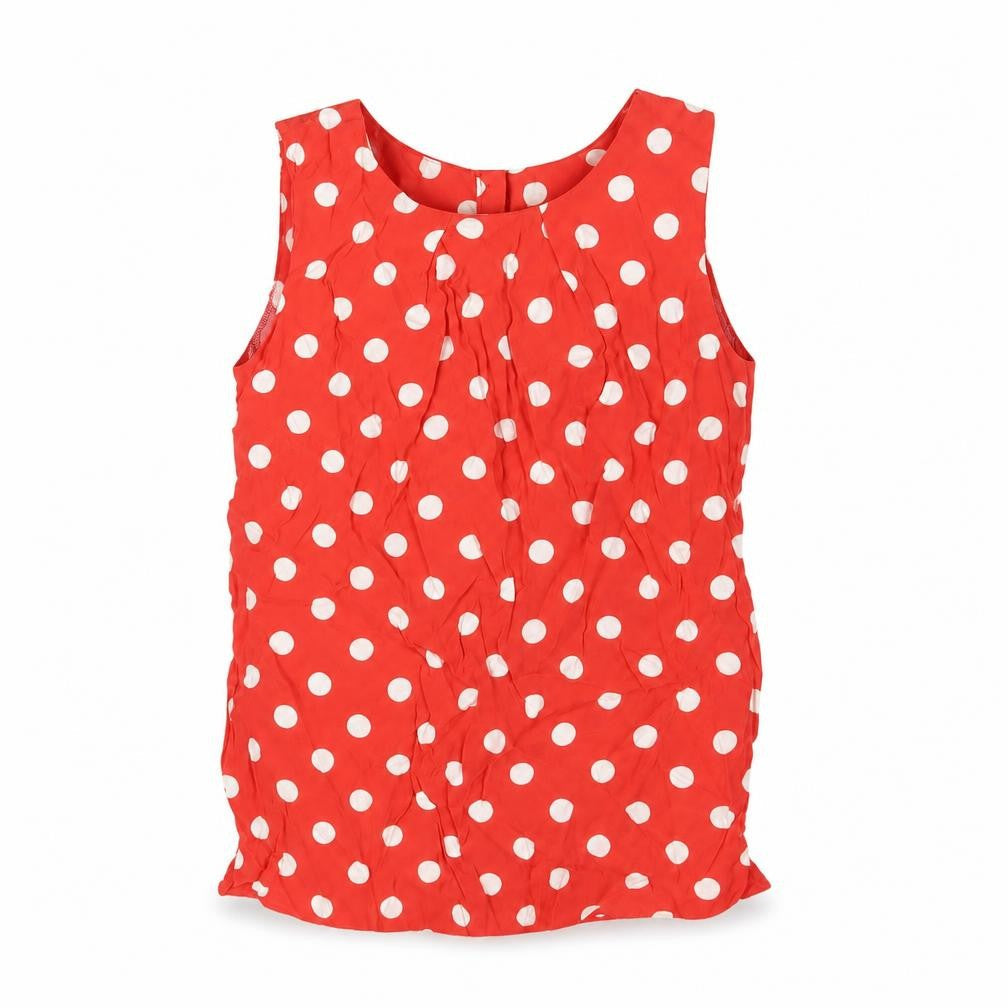 Billie & Blossom Womens Red Polka Dot Viscose Basic Blouse Size 10 Round Neck