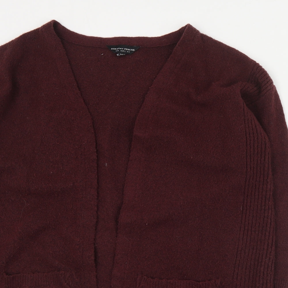 Dorothy Perkins Womens Red V-Neck  Acrylic Cardigan Jumper Size S