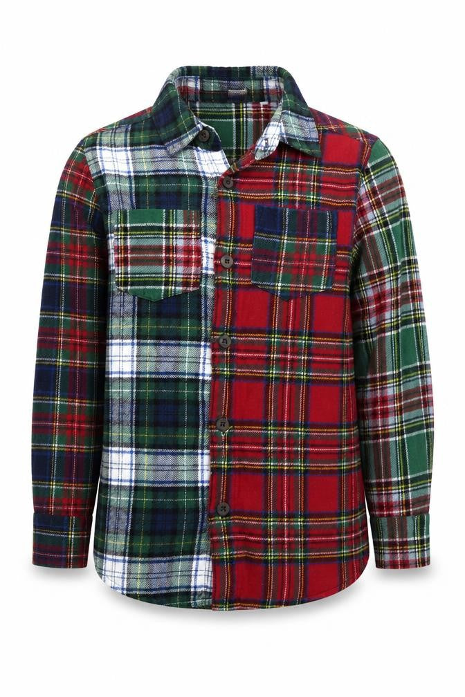 TU Boys Red Plaid Cotton Basic Button-Up Size 6 Years Collared Button