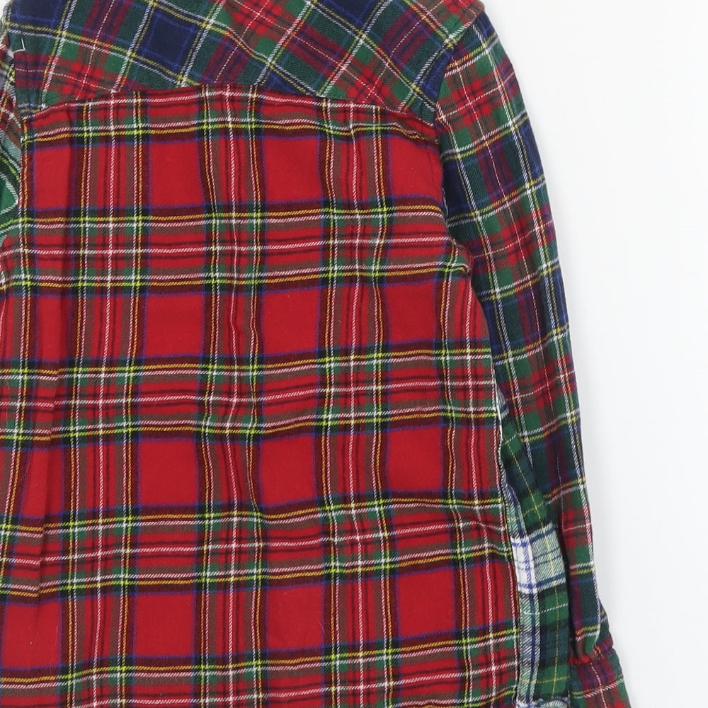 TU Boys Red Plaid Cotton Basic Button-Up Size 6 Years Collared Button