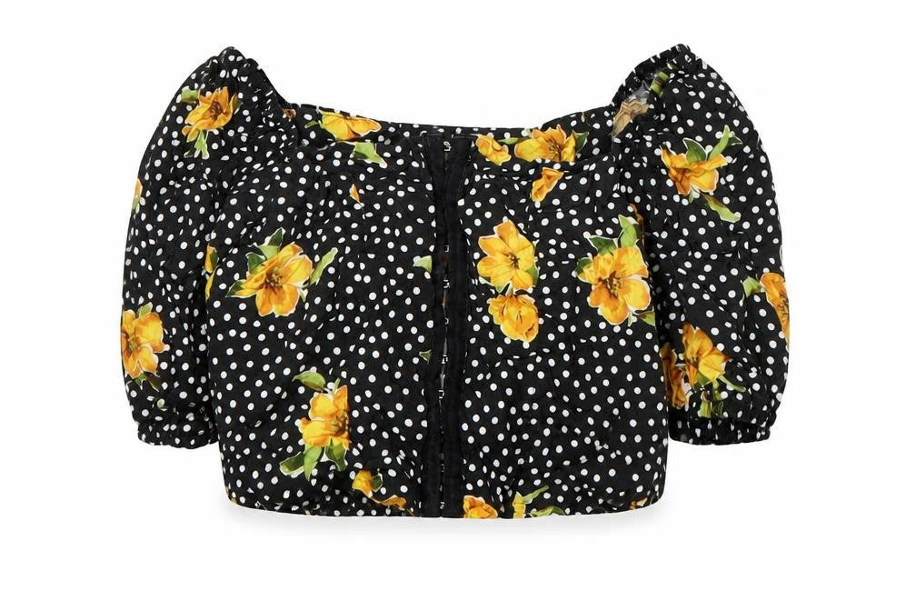 New Look Womens Black Floral Viscose Basic Blouse Size 8 Off the Shoulder