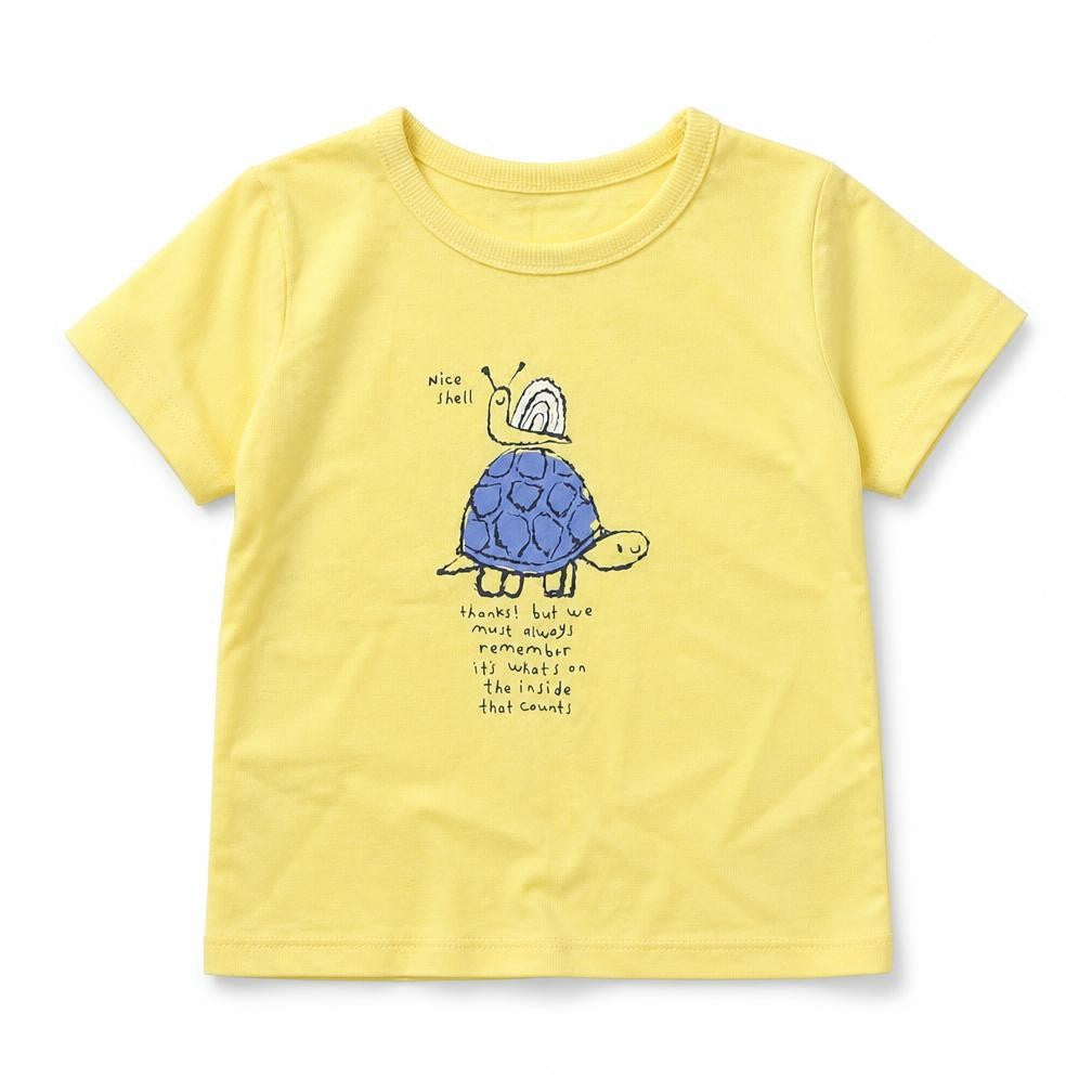 George Boys Yellow  Cotton Basic T-Shirt Size 6-9 Months Crew Neck Pullover - Turtle Snail