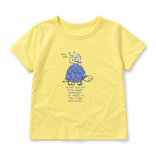 George Boys Yellow  Cotton Basic T-Shirt Size 6-9 Months Crew Neck Pullover - Turtle Snail