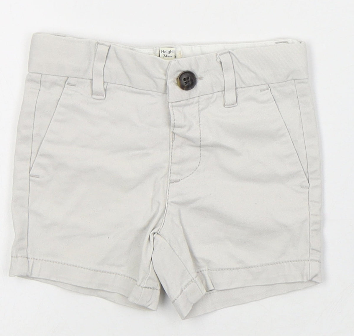 River Island Boys White  Cotton Cropped Trousers Size 6-9 Months  Button