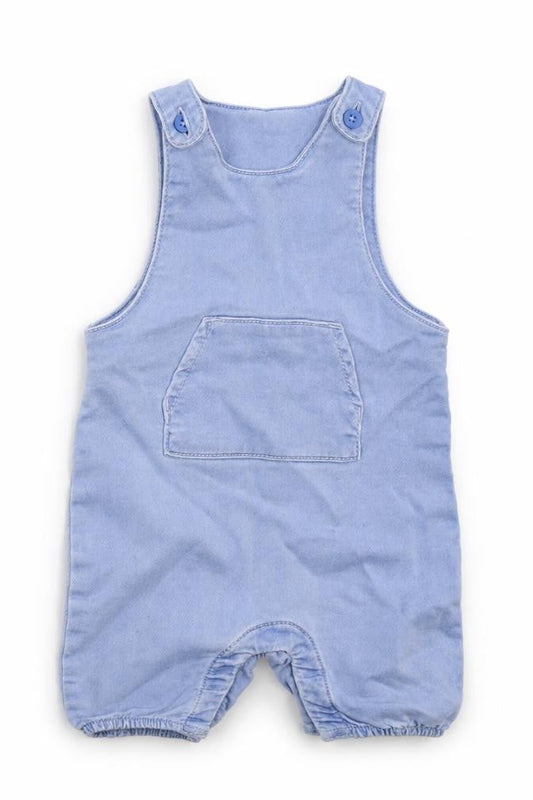 Matalan Girls Blue  Cotton Coverall Outfit/Set Size 6-9 Months  Button