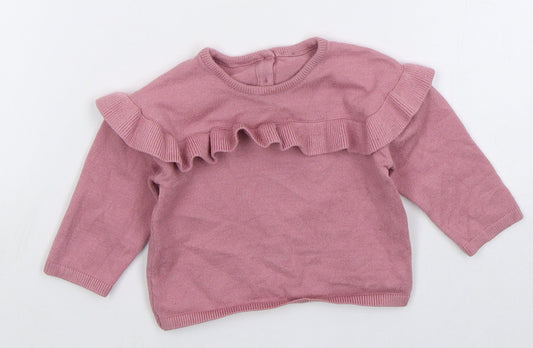 Matalan Girls Pink  Polyester Pullover Jumper Size 3-6 Months  Pullover