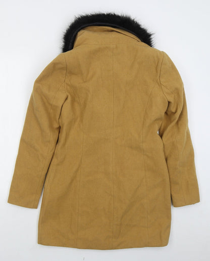 Preloved VERO MODA Womens Beige   Overcoat Coat Size S  Button - Back