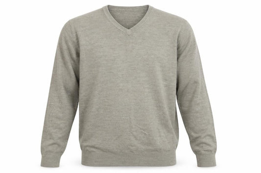 Atlantic Bay Mens Beige V-Neck  Acrylic Pullover Jumper Size XL