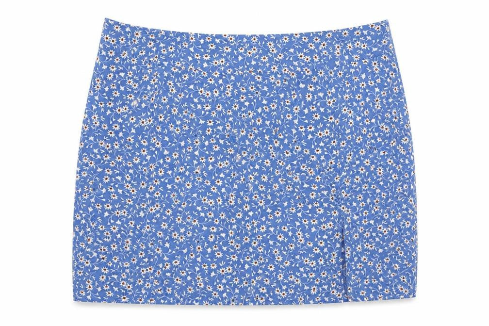 SheIn Womens Blue Floral Polyester Mini Skirt Size XL   Zip