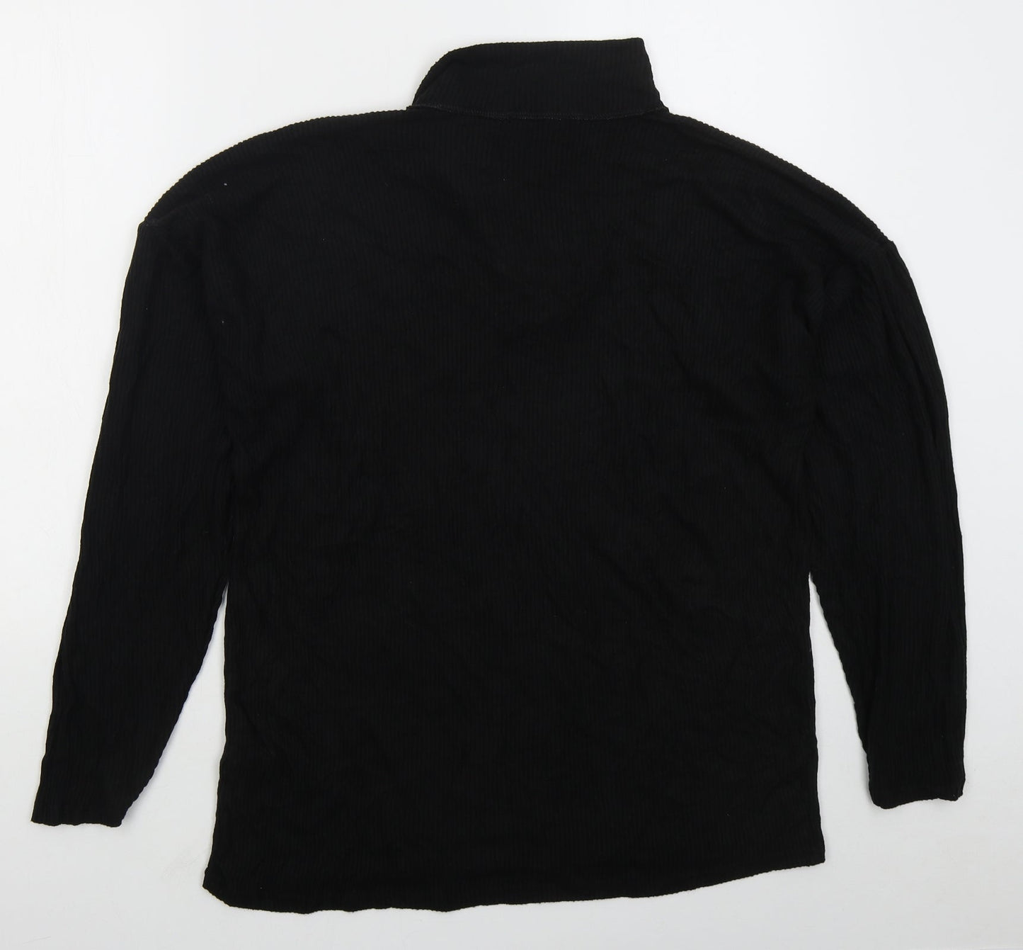 PRETTYLITTLETHING Womens Black Collared  Viscose Pullover Jumper Size 12