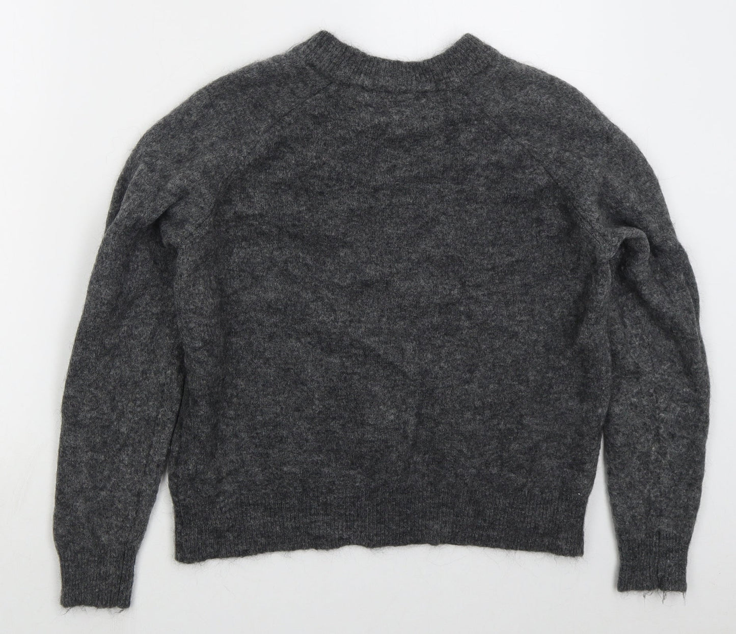 Zara Womens Grey Crew Neck  Wool Pullover Jumper Size S