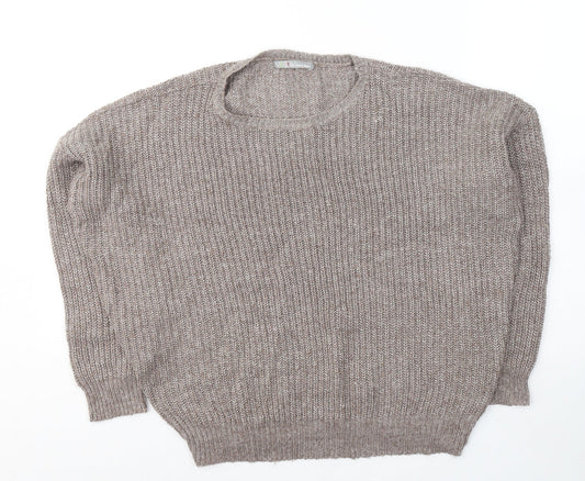 Marks and Spencer Womens Brown Round Neck  Acrylic Pullover Jumper Size 8