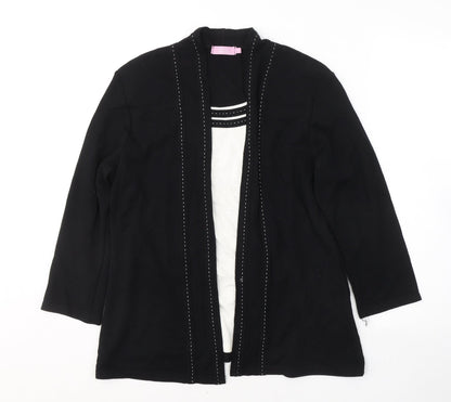 Preloved Sarah Hamilton Womens Black  Viscose Basic Blouse Size 16 Round Neck - Cardigan effect - Front