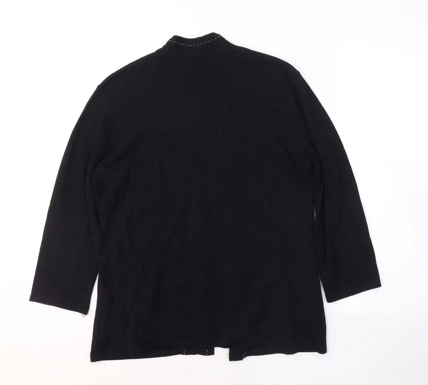 Sarah Hamilton Womens Black  Viscose Basic Blouse Size 16 Round Neck - Cardigan effect