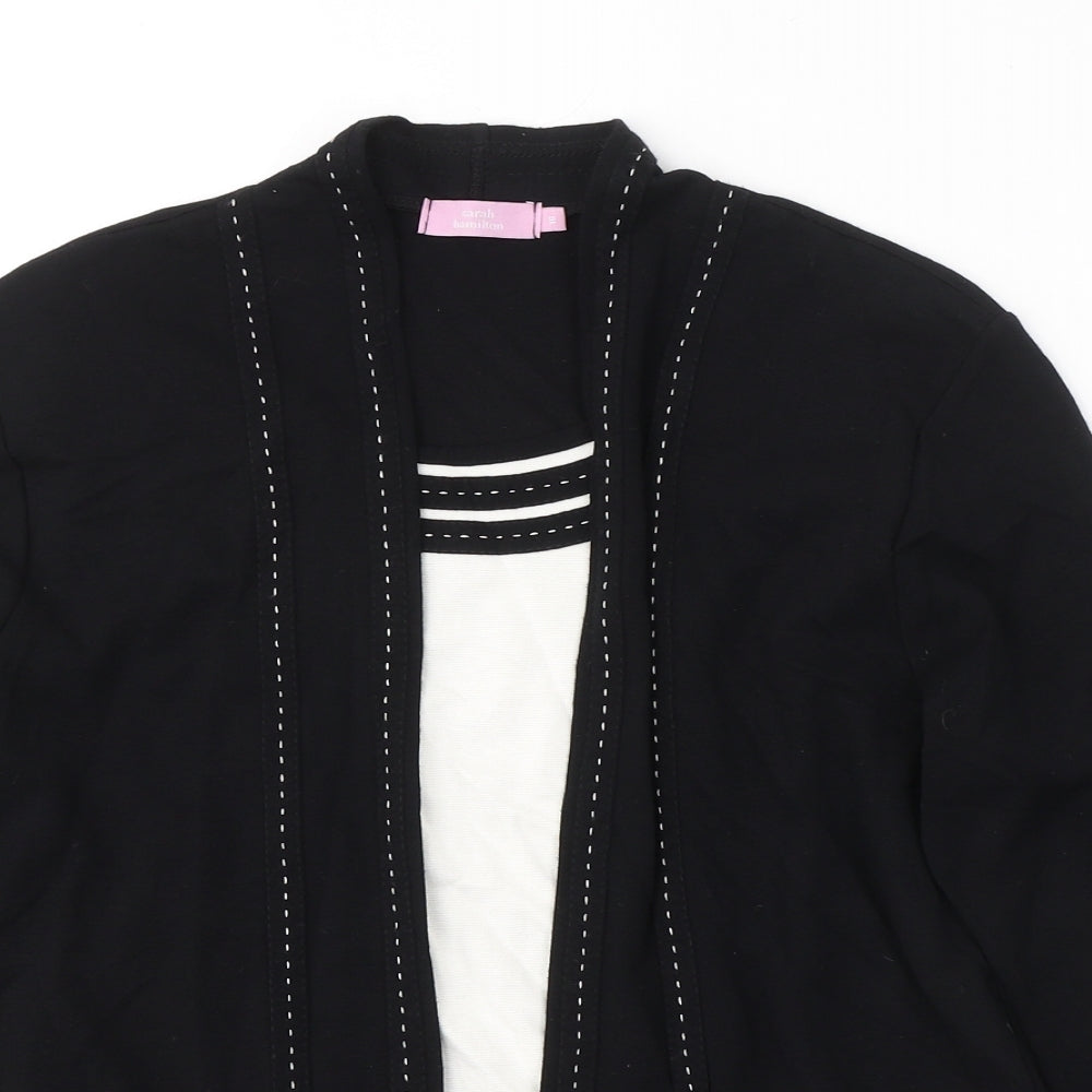 Sarah Hamilton Womens Black  Viscose Basic Blouse Size 16 Round Neck - Cardigan effect