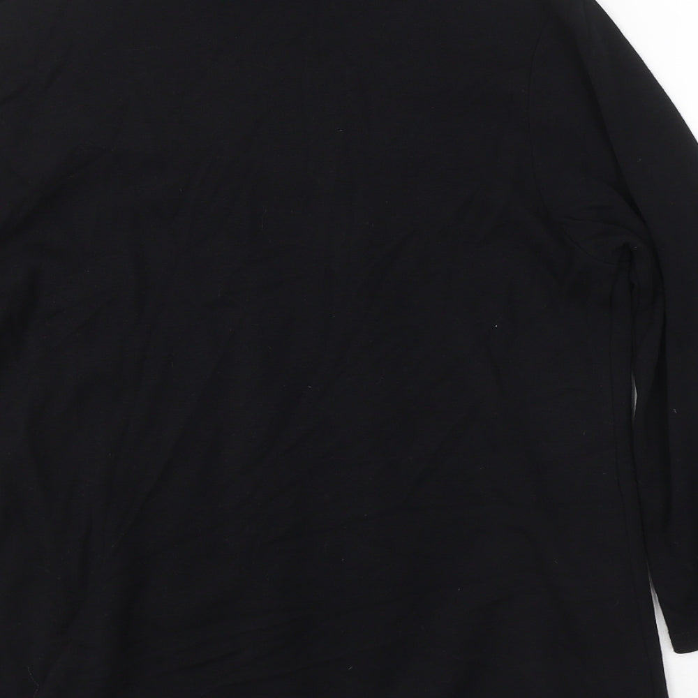 Sarah Hamilton Womens Black  Viscose Basic Blouse Size 16 Round Neck - Cardigan effect