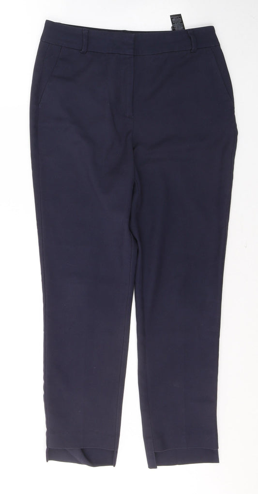 Marks and Spencer Womens Blue  Cotton Trousers  Size 8 L26.5 in Regular Button