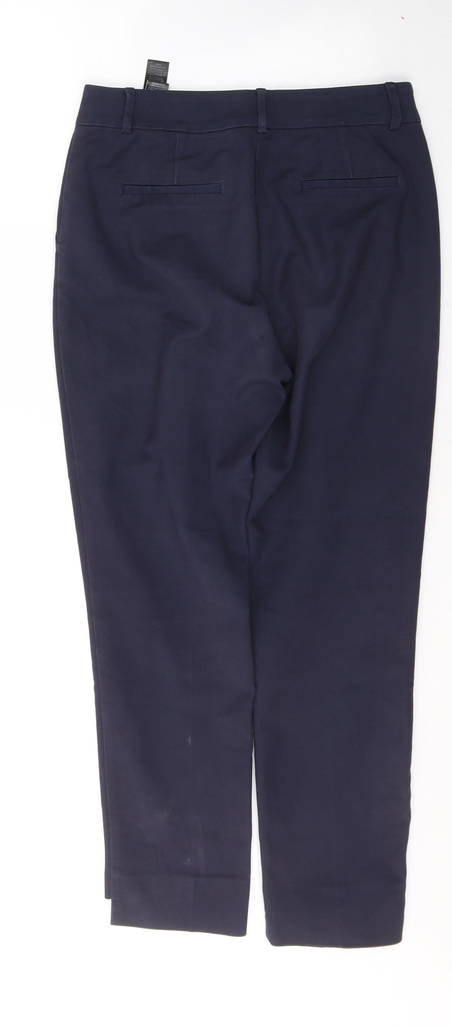 Marks and Spencer Womens Blue  Cotton Trousers  Size 8 L26.5 in Regular Button