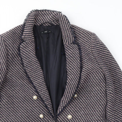 Preloved F&F Womens Pink Geometric  Jacket Blazer Size 16 - Detail