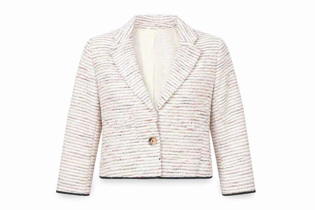 Silvian Heach Womens Ivory Striped  Jacket Blazer Size S  Button