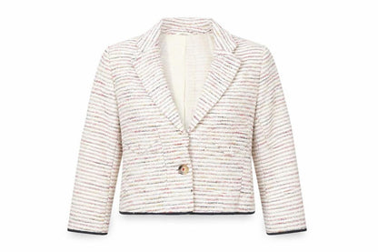 Silvian Heach Womens Ivory Striped  Jacket Blazer Size S  Button