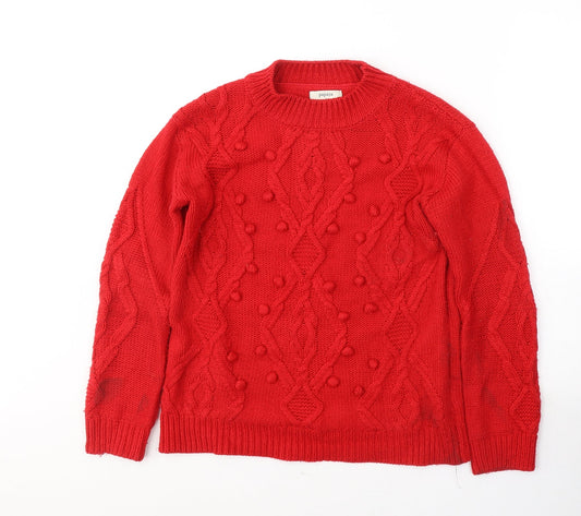 Papaya Womens Red Round Neck  Acrylic Pullover Jumper Size S