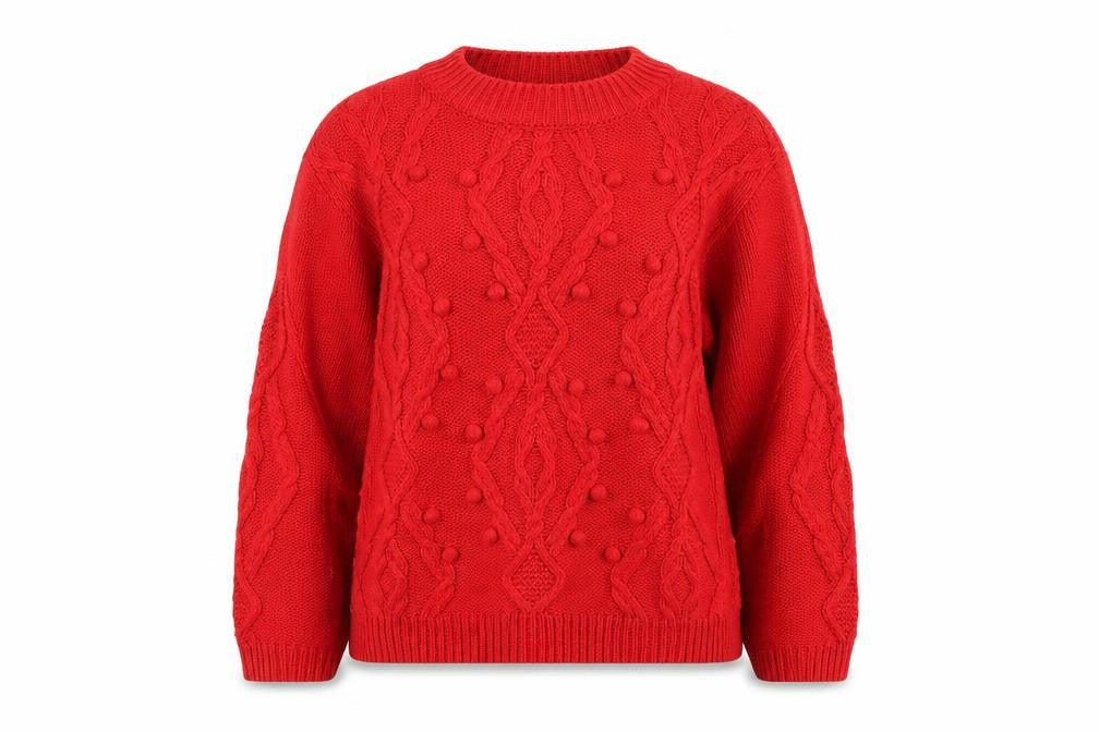 Papaya Womens Red Round Neck  Acrylic Pullover Jumper Size S