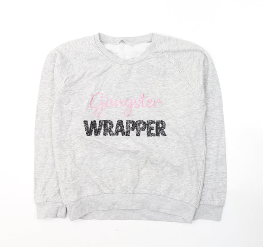 Red Herring Womens Grey  Cotton Pullover Sweatshirt Size 10  Pullover - Gangster Wrapper