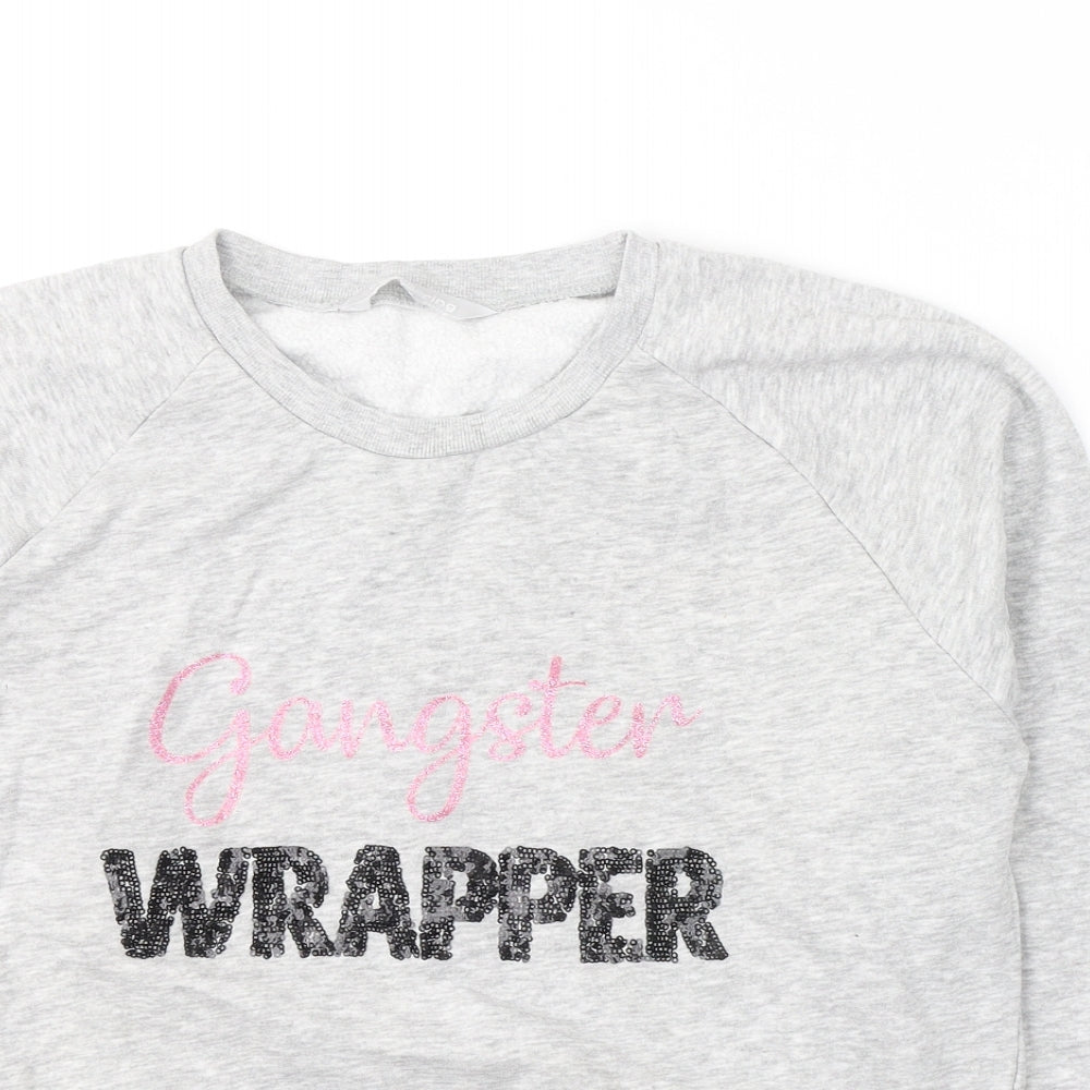 Red Herring Womens Grey  Cotton Pullover Sweatshirt Size 10  Pullover - Gangster Wrapper